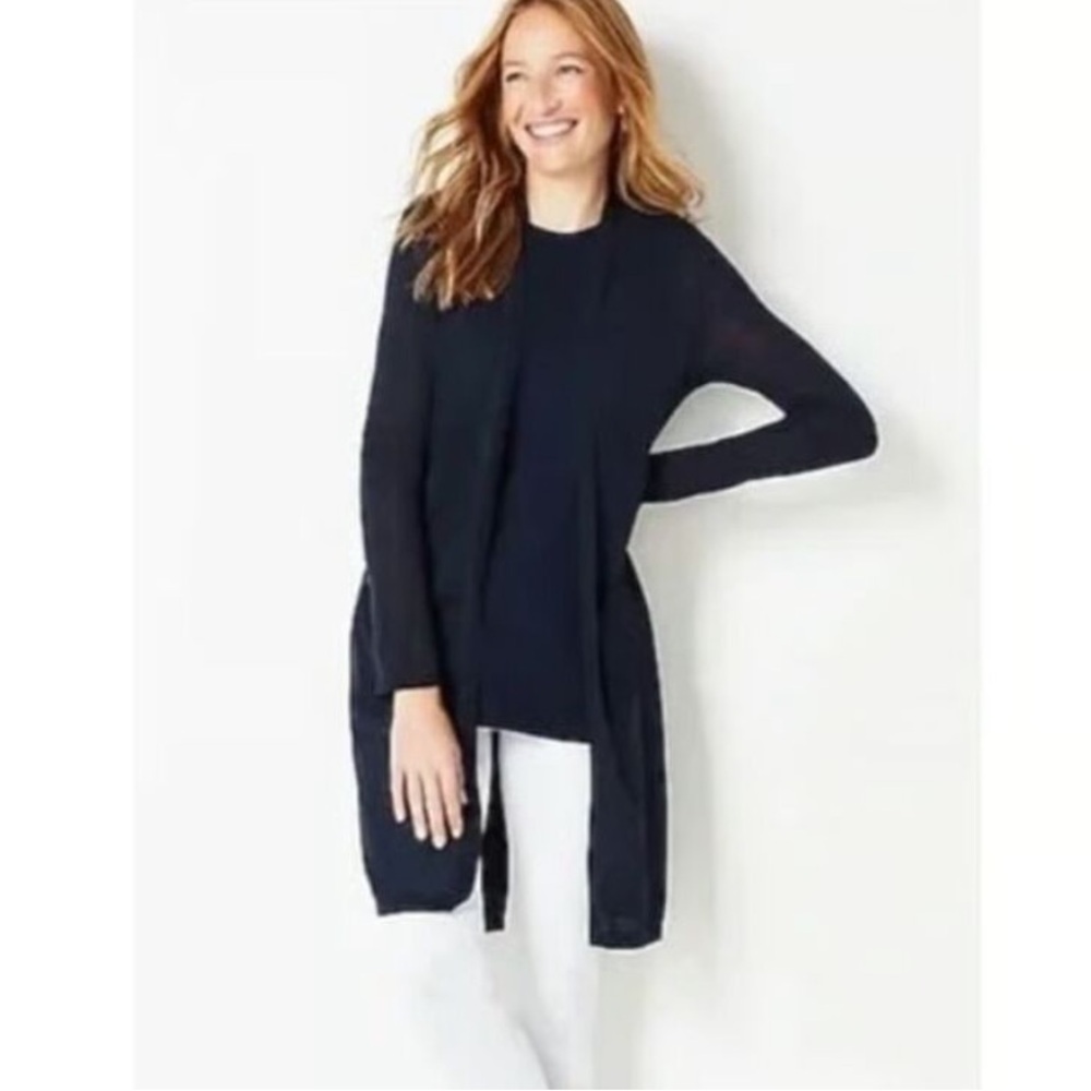 J Jill Linen Blend Long Cardigan Sweater